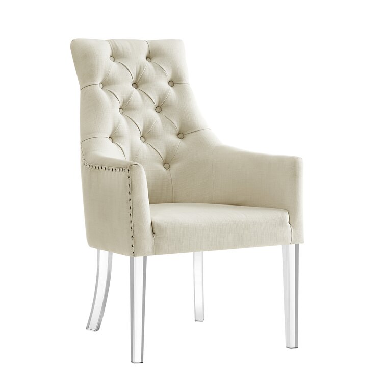 Upholstered dining chair 2025 with acrylic legs